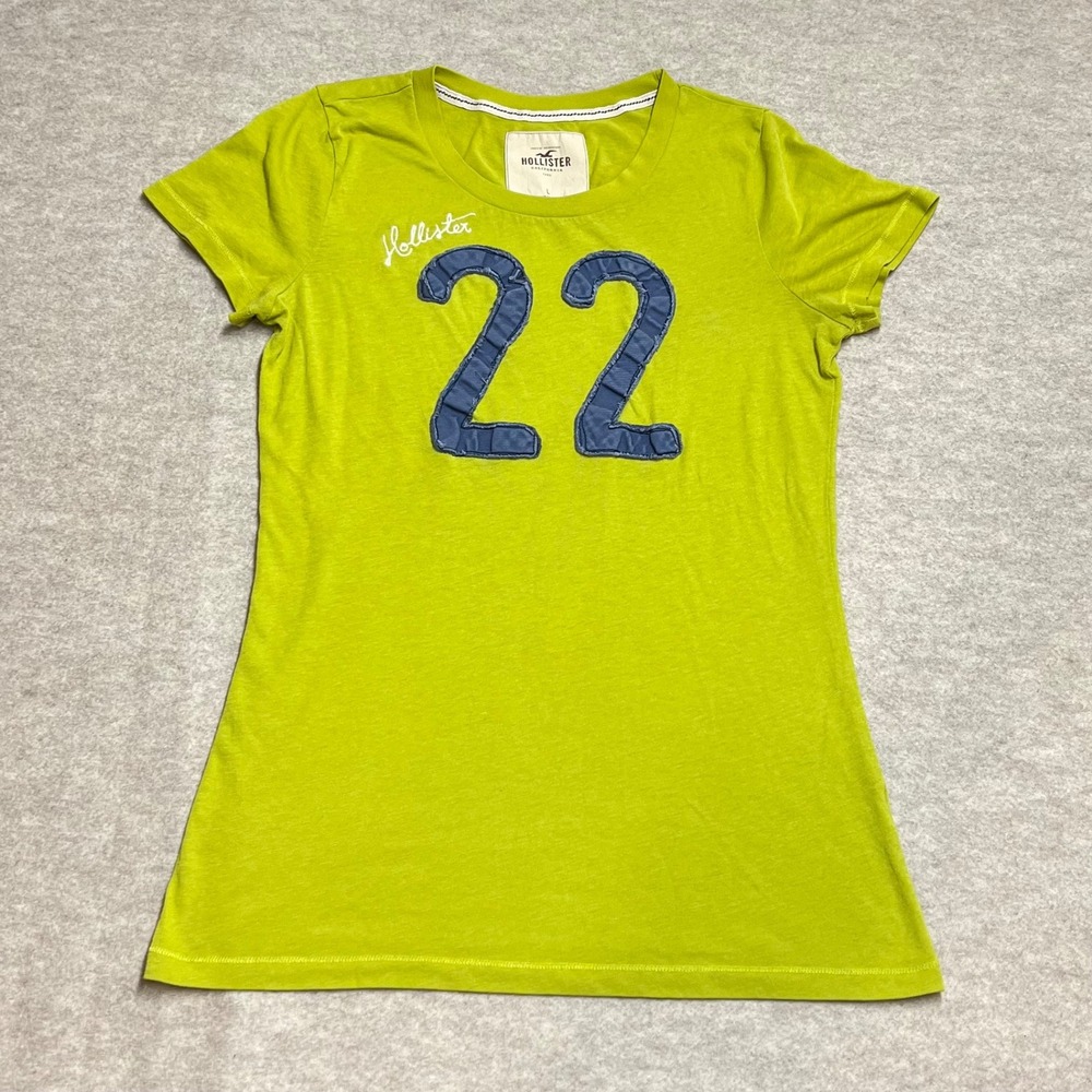 Y2K Hollister California Womens Lime Graphic TShirt Large Short Sleeve GUC Crew